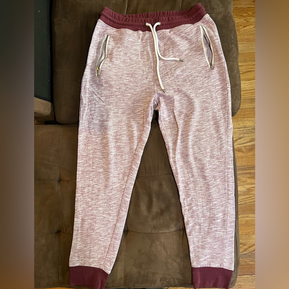 21men Burgundy Zip Joggers Size L
